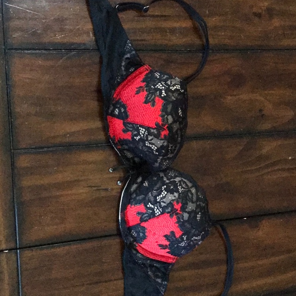 Victoria’s Secret red/black bra. 34C.